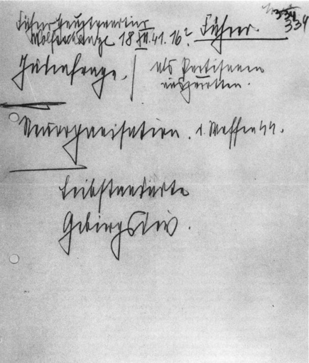 Scan notes d’Himmler 18/12/1941, judenfrage als Partisanen auszurotten