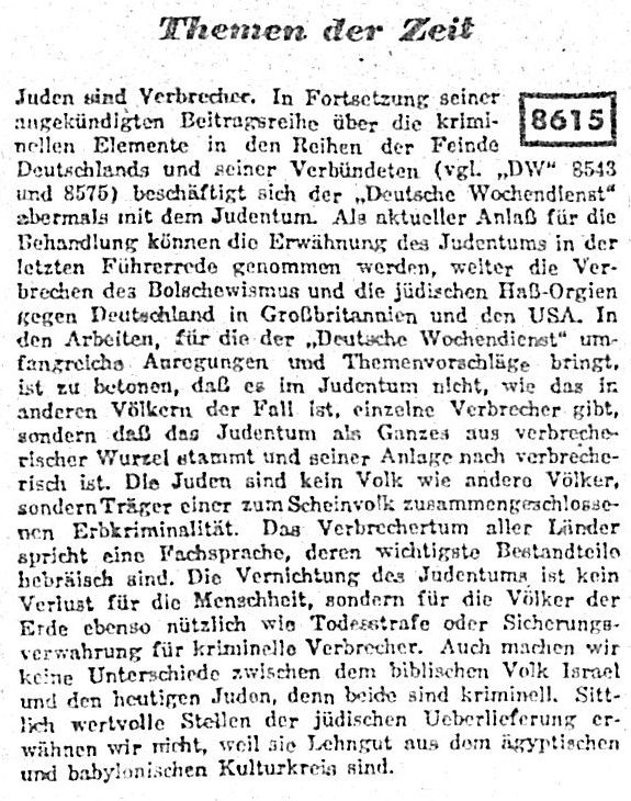 Deutscher Wochendienst 05/02/1943, directives