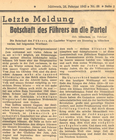 Scan extrait page 2 Völkischer Beobachter 25.2.1942