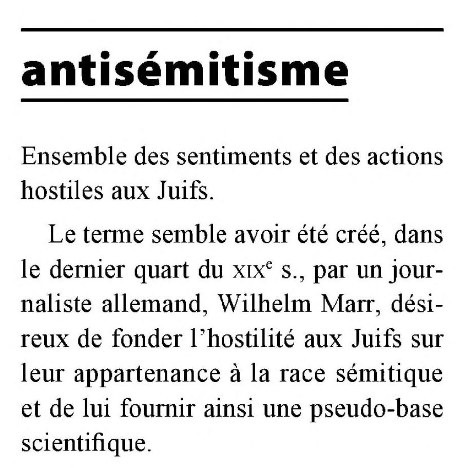 définition antisémitisme Grande Encyclopédie Larousse, 1972