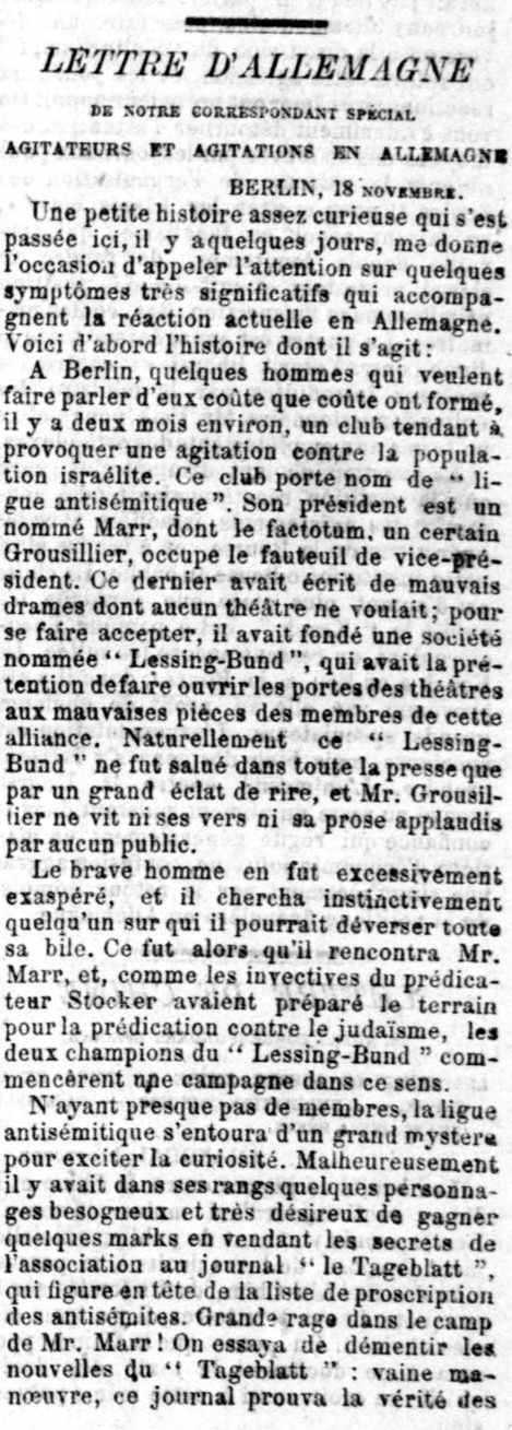 extrait Le Globe 28/11/1879 page 3