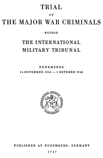 Trial of the Major War Criminals before the International Military Tribunal. Title Page.