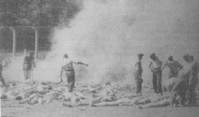 Open air burning of corpses in Auschwitz