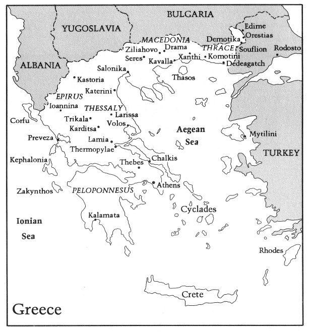 Carte de la Grèce et Demotika