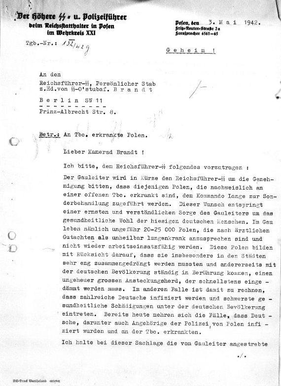 Fac-Simile: Koppe à Brandt le 3 mai 1942