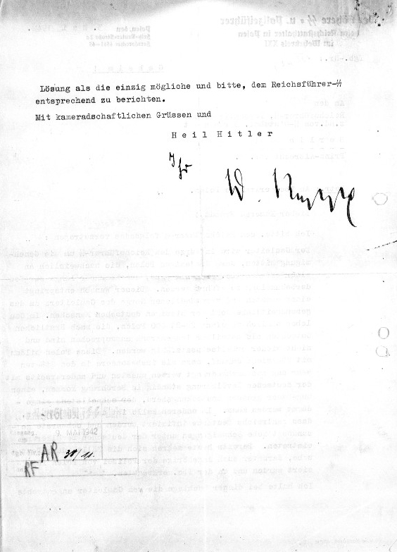 Fac-Simile: Koppe à Brandt le 3 mai 1942