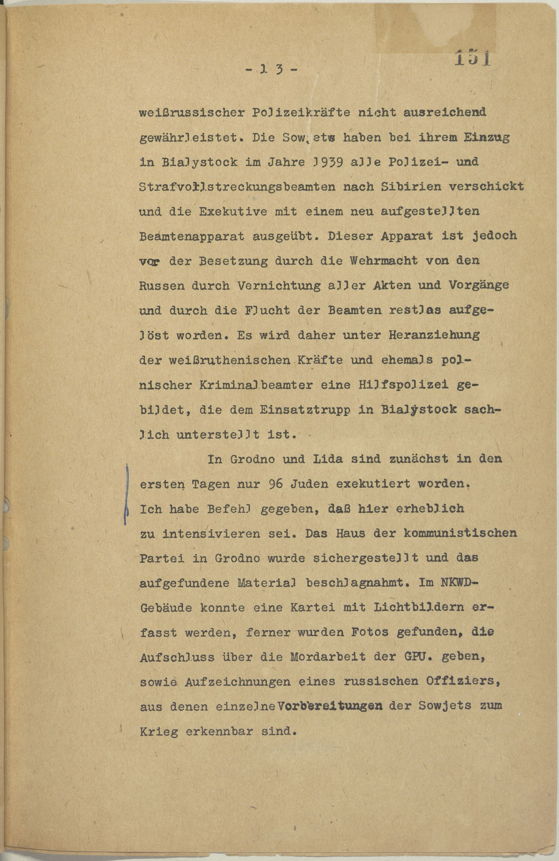 Page 13 du rapport du 13 juillet 1941