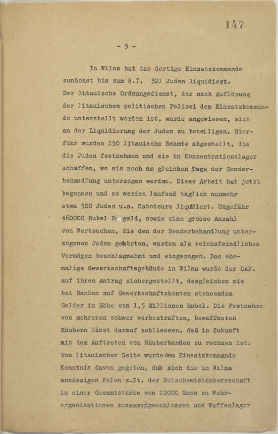 Page 9 du rapport du 13 juillet 1941