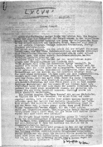 Recto de la lettre de Lothar König du 14 décembre 1942 noir et blanc