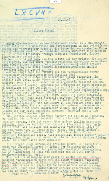 Recto de la lettre de Lothar König du 14 décembre 1942 couleur
