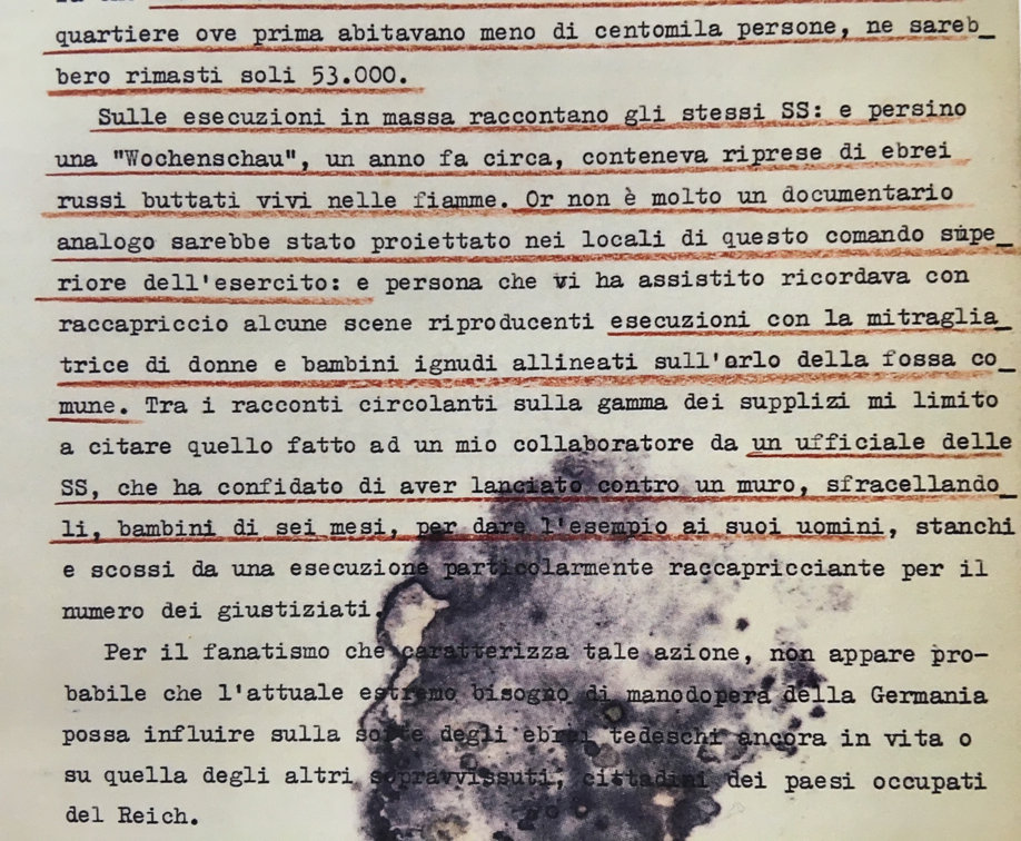 Zoom sur une partie de l’original du rapport de Dino Alfieri du 03/02/1743