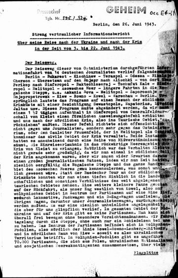 Scan page 1 du rapport Kausch du 26 juin 1943