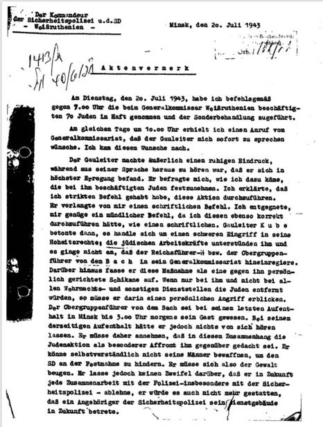 Scan page 1 du rapport de Strauch du 20/07/1943
