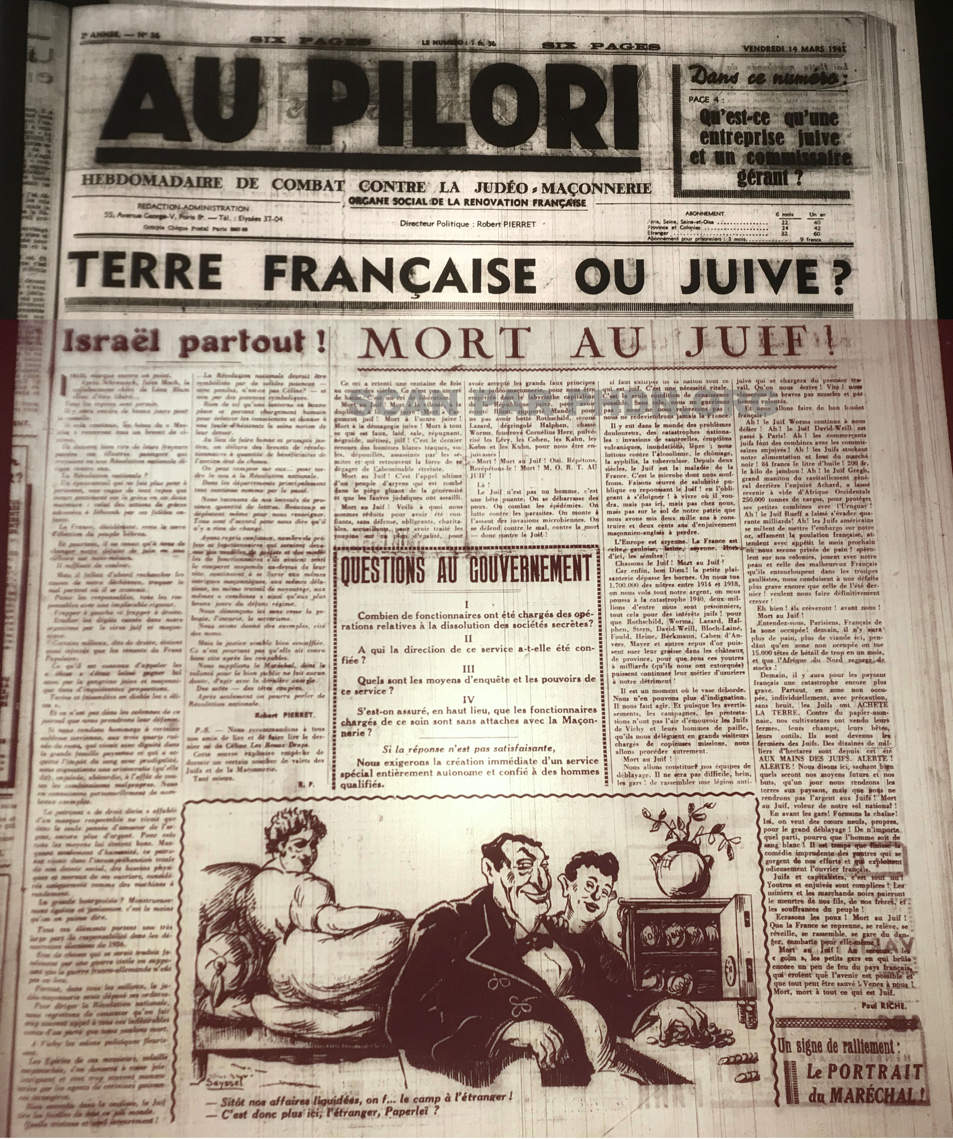 Au Pilori, 14/03/1941, article de Paul riche, Mort aux Juifs