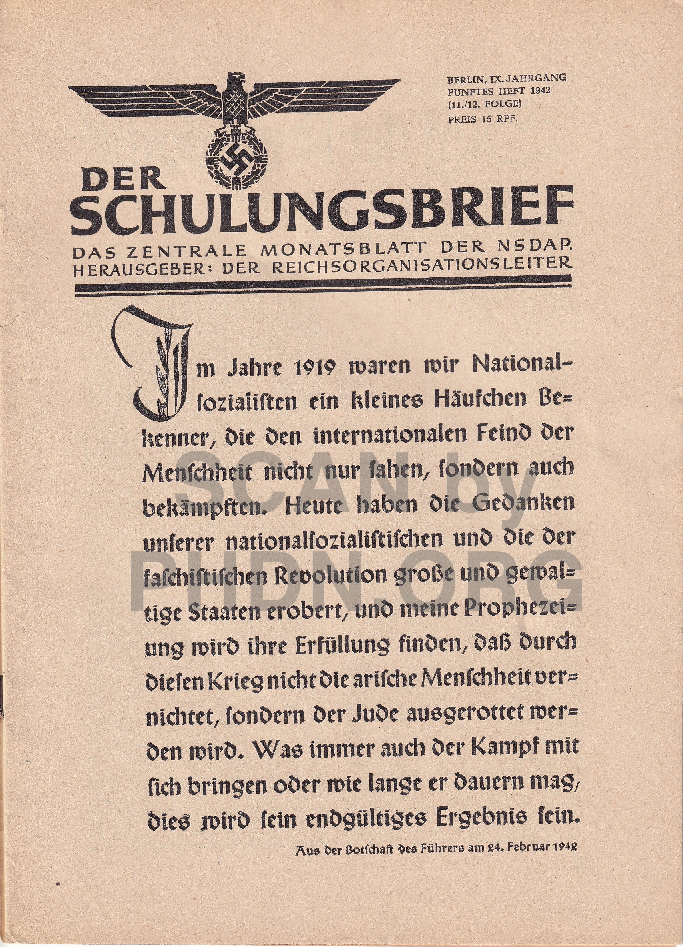 Poster publié dans Der Schulungsbrief numéro 5