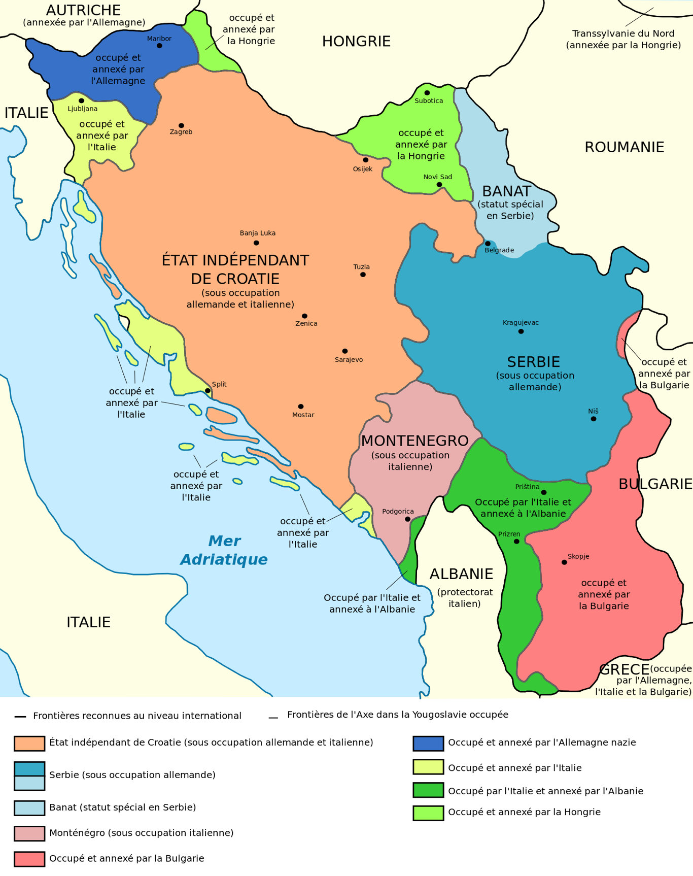 Carte de la Yougoslavie occupée