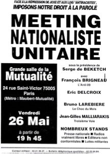 Meeting commun entre frontistes et NR (mai 1989)