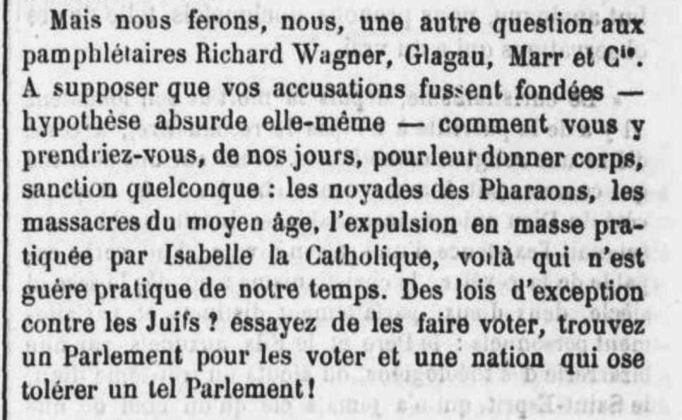 Archives Israélites du jeudi 13 novembre 1879, sur les publication judéophobes parues en Allemagne