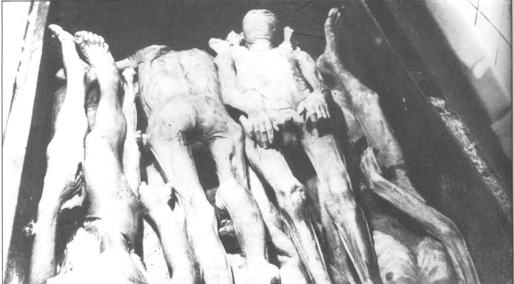 Vat with emaciated corpses