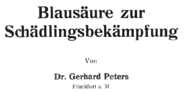 Blausaeure zur Schaedlingsbekaempfung.