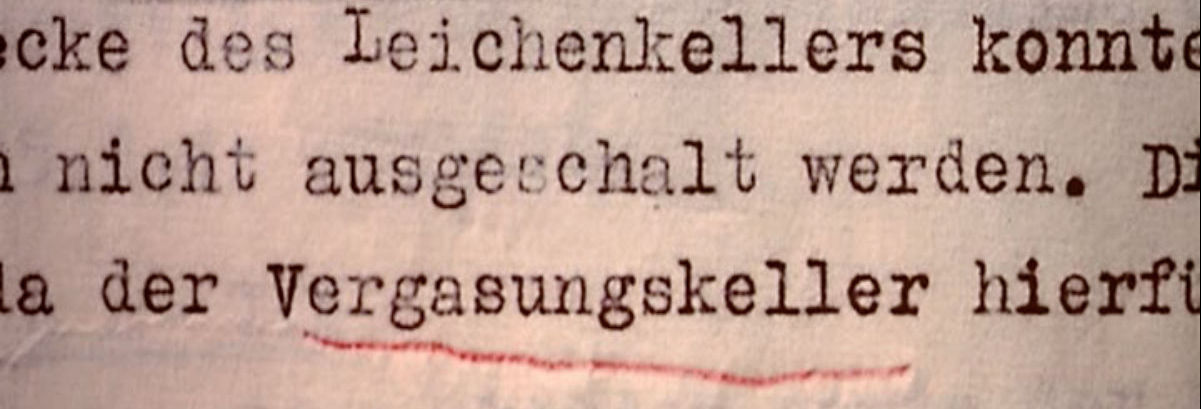 gros plan sur le document original du passage Vergasungskeller