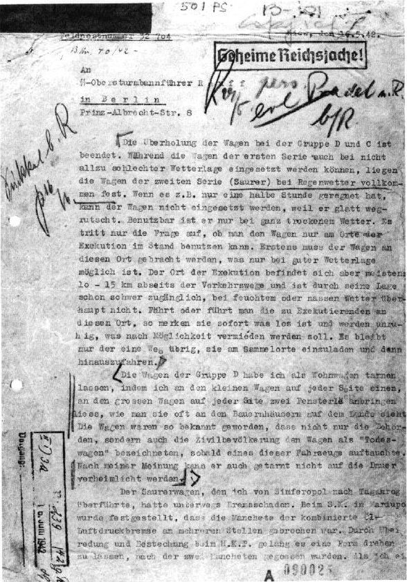 Scan August Becker au SS-Obersturmbannführer Rauff à Berlin, le 16 mai 1942