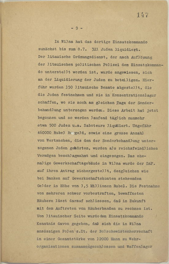 Page 9 du rapport du 13 juillet 1941